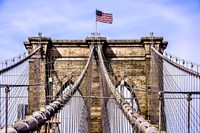 Framed Brooklyn Bridge with Flag