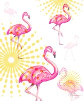Framed Fashion Flamingos Burst I