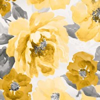 Framed Yellow and Gray Floral Delicate II