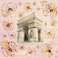 Framed Golden Paris On Floral II