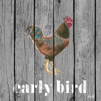 Framed 'Early Bird Rooster' border=