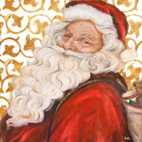 Framed Gold Damask Santa