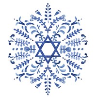 Framed 'Indigo Hanukkah IV' border=