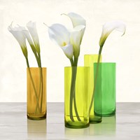 Framed Callas in crystal vases I (detail)