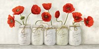 Framed Red Poppies in Mason Jars