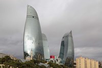 Framed Azerbaijan, Baku The Flame Towers Of Baku