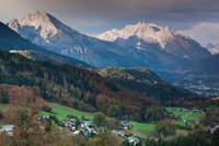Framed Germany, Bavaria, Elevated Town View From The Rossfeld Panoramic Ring Road In Fall