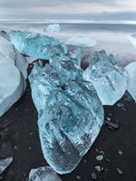 Framed Icebergs On Black Volcanic Beach Vatnajokull, Iceland