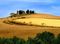 Framed Italy, Tuscany, Farmhouse And Fields