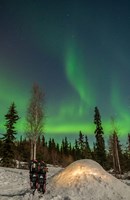 Framed Alaska, Fairbanks A Quinzee Snow Shelter And Aurora Borealis