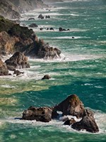 Framed California, Big Sur Waves Hit Coast And Rocks