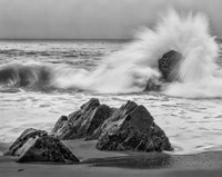 Framed California, Garrapata Beach, Crashing Surf (BW)