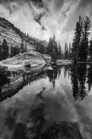 Framed Reflective Lake At Yosemite NP (BW)