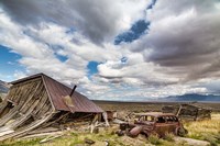 Framed Collapsed Building And Rusted Vintage Car, Nevada