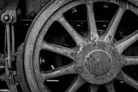 Framed Rusted Train Wheel, Nevada (BW)