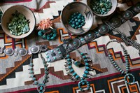 Framed Display Of Turquoise Accessories, Santa Fe, New Mexico