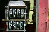 Framed Antique Gas Pump Counting Machine, Tucumcari, New Mexico
