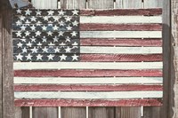 Framed Worn Wooden American Flag, Fire Island, New York