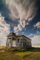 Framed Abandoned Township Hall On The North Dakota Prairie