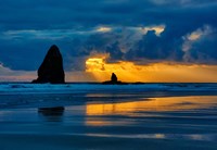 Framed Sunset On Needles Seastack Of Cannon Beach, Oregon