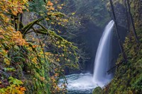 Framed Autumn At Metlako Falls On Eagle Creek, Oregon