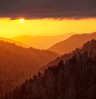 Framed Sunset Light Fills Valley Of The Great Smoky Mountains