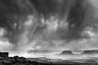 Framed Rainstorm From A Canyon Overlook, Utah (BW)