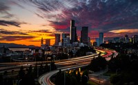 Framed Sunset View Of Downtown Seattle