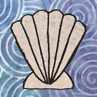 Framed 'Whimsy Coastal Clam Shell' border=