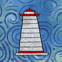 Framed 'Whimsy Coastal Conch Lighthouse' border=