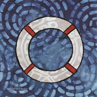 Framed 'Whimsy Coastal Ring Buoy' border=