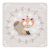 Framed 'Winter Baby Fox' border=