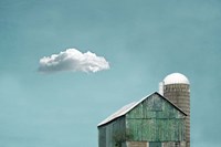 Framed Green Barn and Cloud