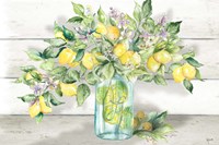 Framed Watercolor Lemons in Mason Jar Landscape