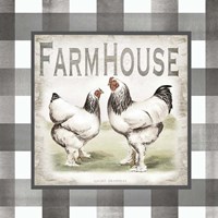 Framed Buffalo Check Farm House Chickens Neutral I