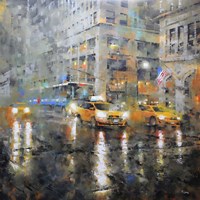 Framed Manhattan Orange Rain