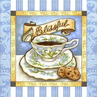 Framed 'Tea Blissful Blue Teacup' border=