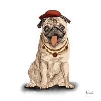 Framed 'Pugs in Hats I' border=