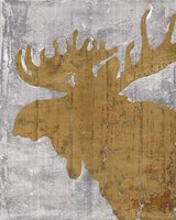 Framed 'Rustic Lodge Animals Moose on Grey' border=