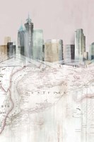 Framed Blushing Manhattan Map I