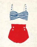 Framed Retro Swimwear IV Newsprint