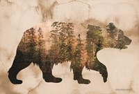 Framed Brown Woods Bear Silhouette