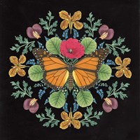 Framed 'Butterfly Mandala I Black' border=