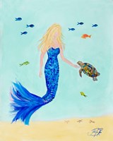 Framed Mermaid and Sea Turtle II