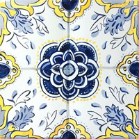 Framed 'Yellow and Blue Spanish Tile I' border=