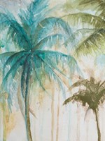 Framed Watercolor Palms in Blue I