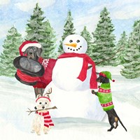 Framed Dog Days of Christmas I Building Snowman