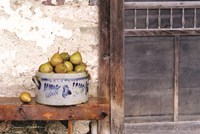 Framed Bushel and a Peck Crock of Pears