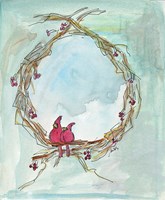 Framed Cardinal Wreath