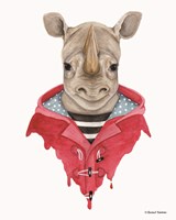 Framed Rhino in a Raincoat